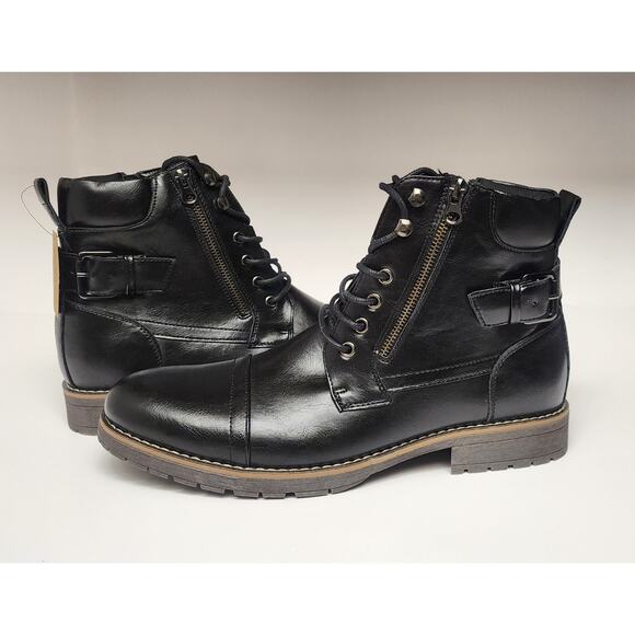 Vostey Men's Casual Motorcycle Combat Ankle Dress Boots Color Black Size 11.5 - Picture 5 of 15